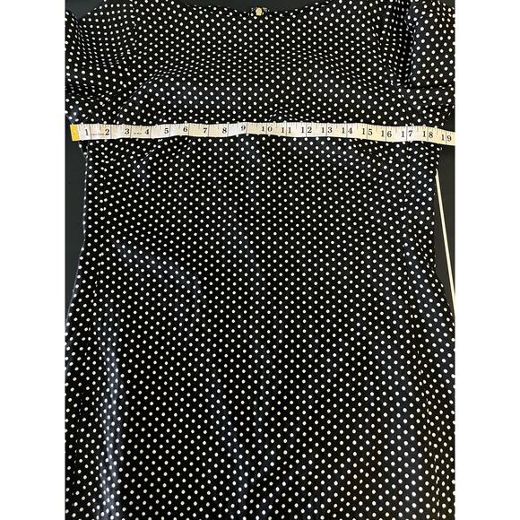 Karl Lagerfeld Paris Black/White dot sheath dress Ruffle sleeve back slit, 12 - Picture 7 of 8